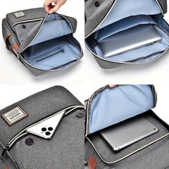 Vintage Nylon Notebook Backpack USB Charging Port Tear Resistant