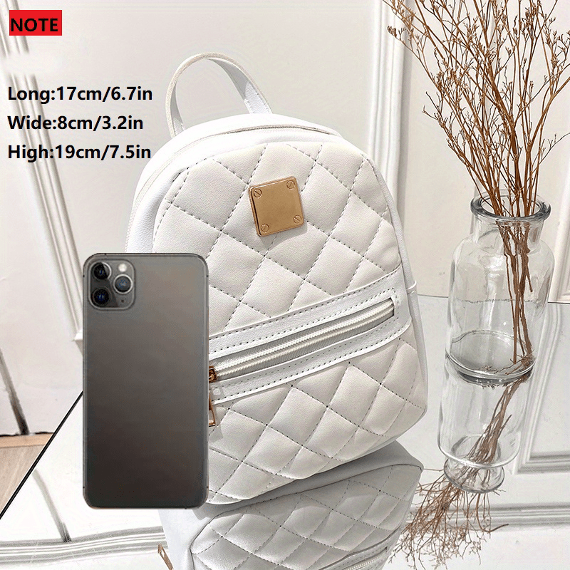 Small Women's Rhombic Pattern Backpack Adjustable Strap Pink Bag