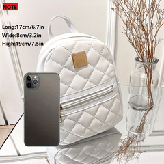 Small Women's Rhombic Pattern Backpack Adjustable Strap Pink Bag