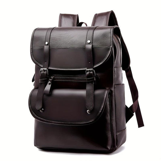 Men's Vintage PU Leather Large Capacity Backpack