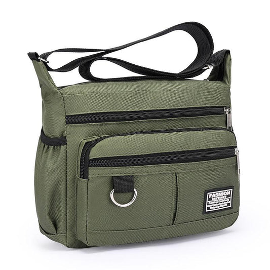 Men's Nylon Shoulder Bag with Letter Sticker, Portable Design