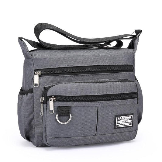 Men's Nylon Shoulder Bag with Letter Sticker, Portable Design