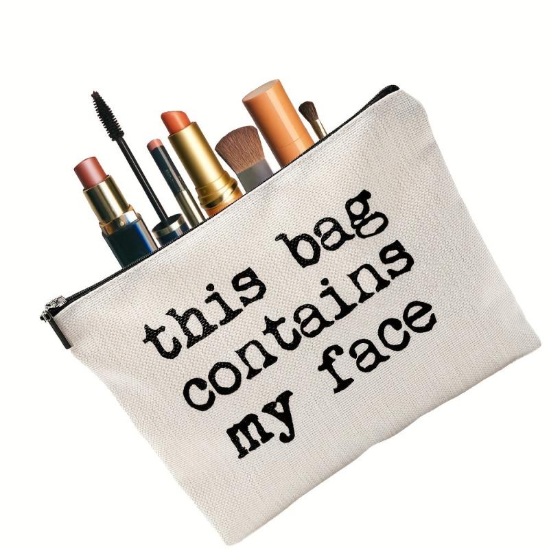 This Bag Contains My Face Linen Makeup Bag
