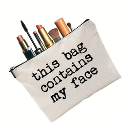 This Bag Contains My Face Linen Makeup Bag