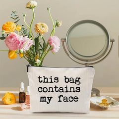 This Bag Contains My Face Linen Makeup Bag