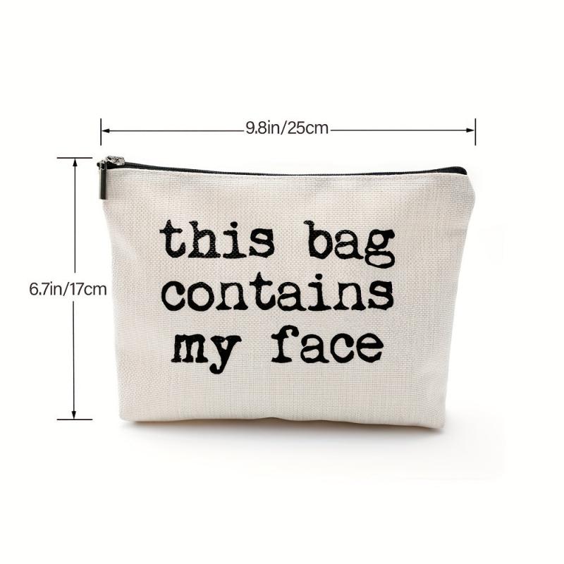 This Bag Contains My Face Linen Makeup Bag
