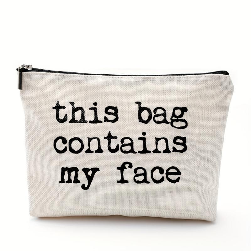 This Bag Contains My Face Linen Makeup Bag