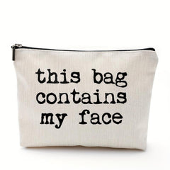 This Bag Contains My Face Linen Makeup Bag