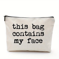 This Bag Contains My Face Linen Makeup Bag