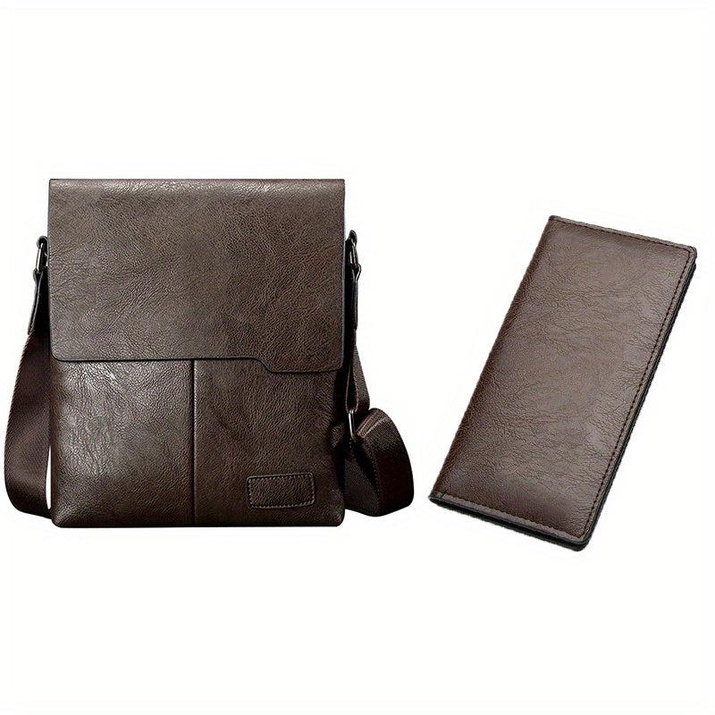 Men's Leather Crossbody Business Chest Bag Large Capacity Satchel