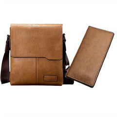 Men's Leather Crossbody Business Chest Bag Large Capacity Satchel