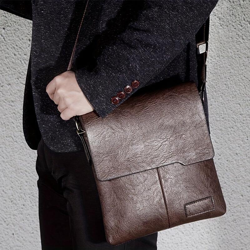 Men's Leather Crossbody Business Chest Bag Large Capacity Satchel