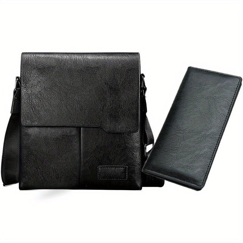 Men's Leather Crossbody Business Chest Bag Large Capacity Satchel