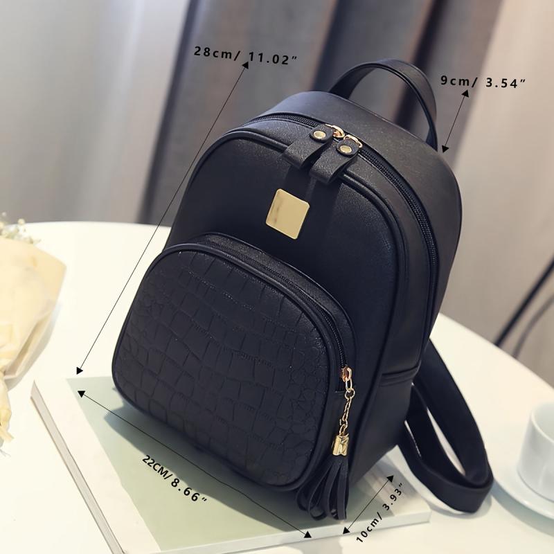 Crocodile Pattern Backpack Small Black Bag Women's Casual Bag Dual Purpose