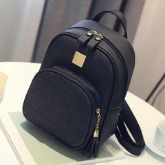 Crocodile Pattern Backpack Small Black Bag Women's Casual Bag Dual Purpose