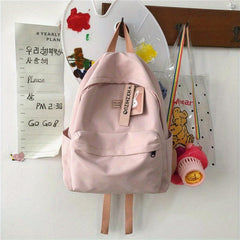Solid Schoolbag Women's High School College Students Backpack Girl Backpack