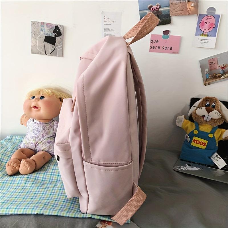 Solid Schoolbag Women's High School College Students Backpack Girl Backpack