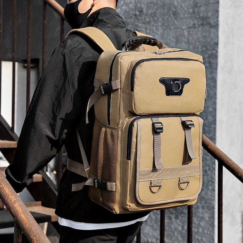 Men's Functional Canvas Backpack Large Capacity Outdoor Travel Backpack