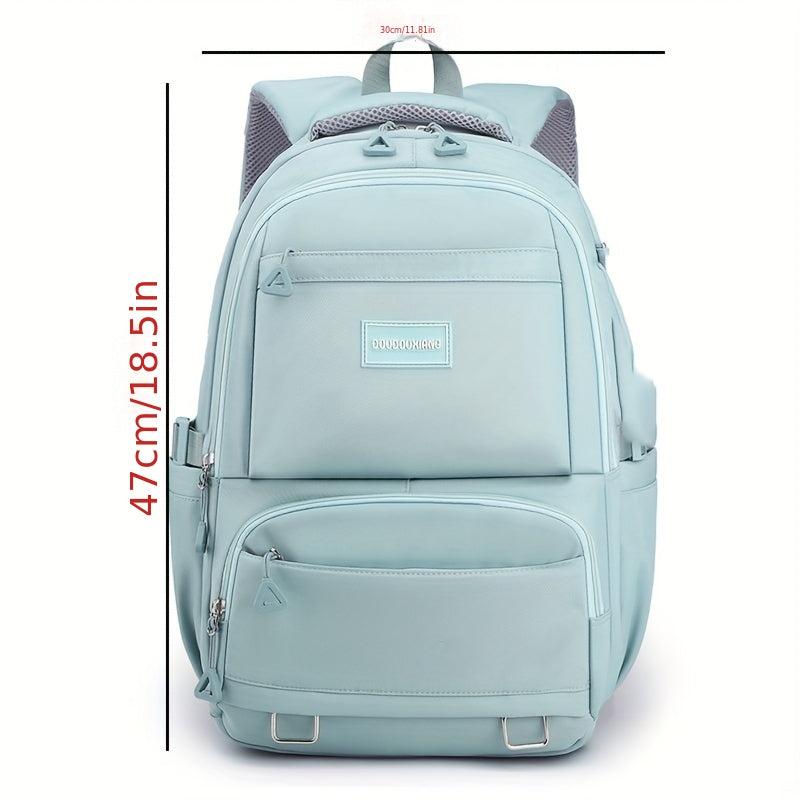 Large Capacity Nylon Backpack Preppy Student Travel Outdoor Bag