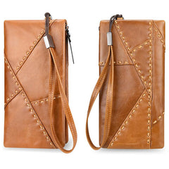 Men's Business Leather Long Zipper Wallet