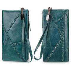 Men's Business Leather Long Zipper Wallet