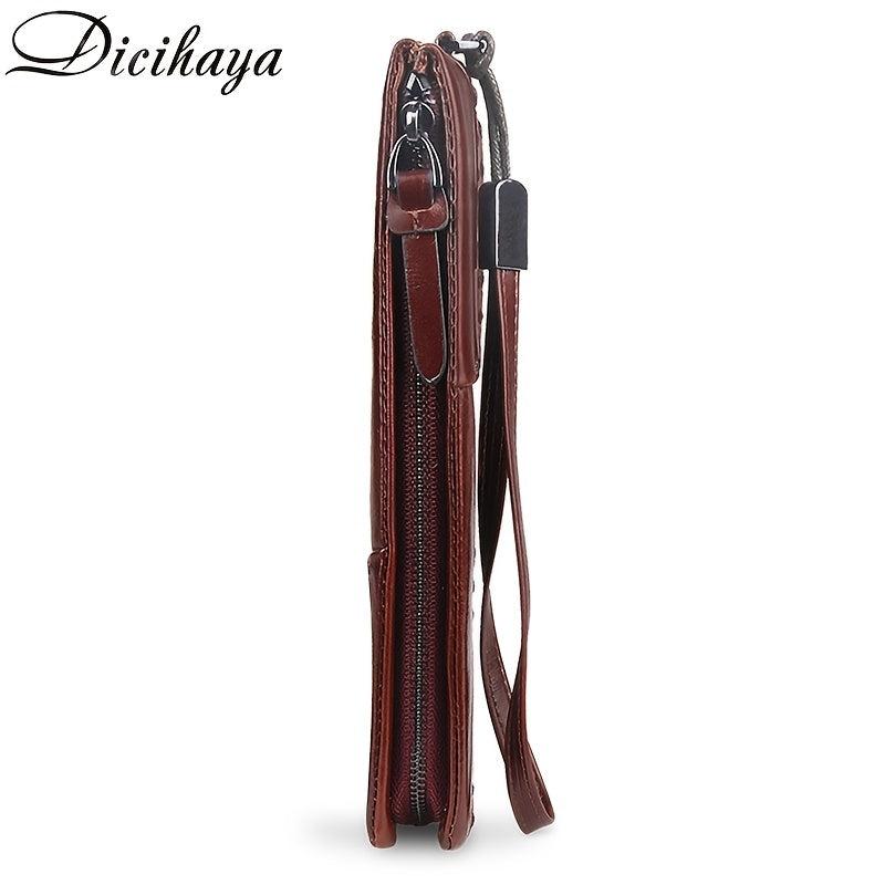 Men's Business Leather Long Zipper Wallet