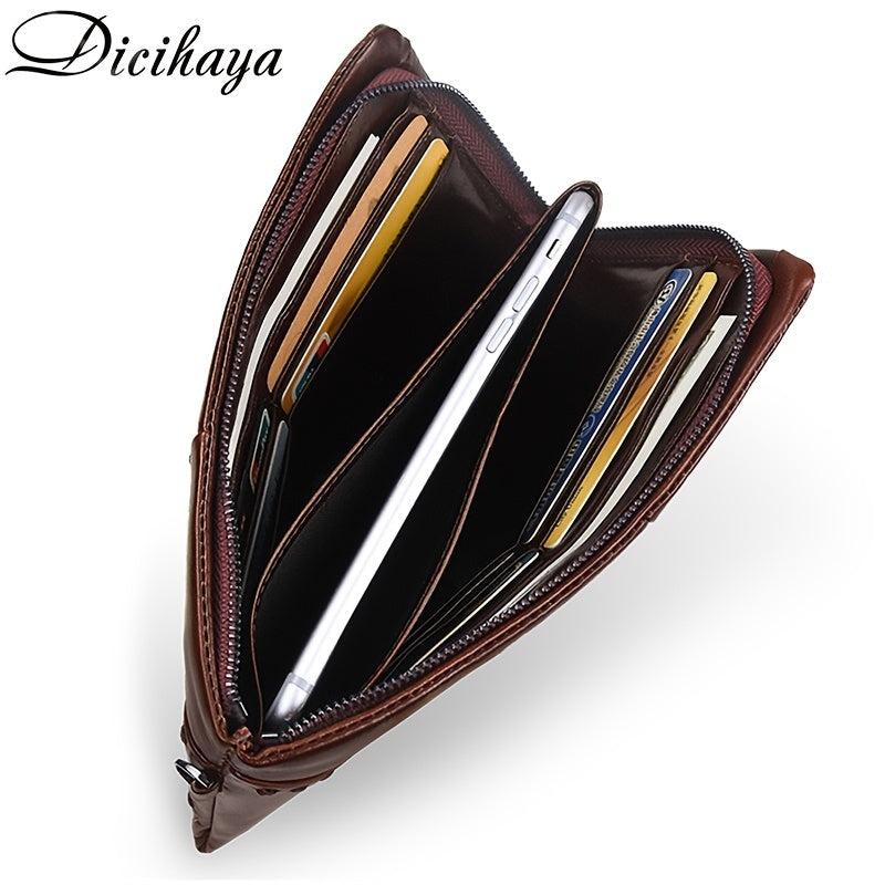 Men's Business Leather Long Zipper Wallet