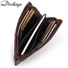 Men's Business Leather Long Zipper Wallet
