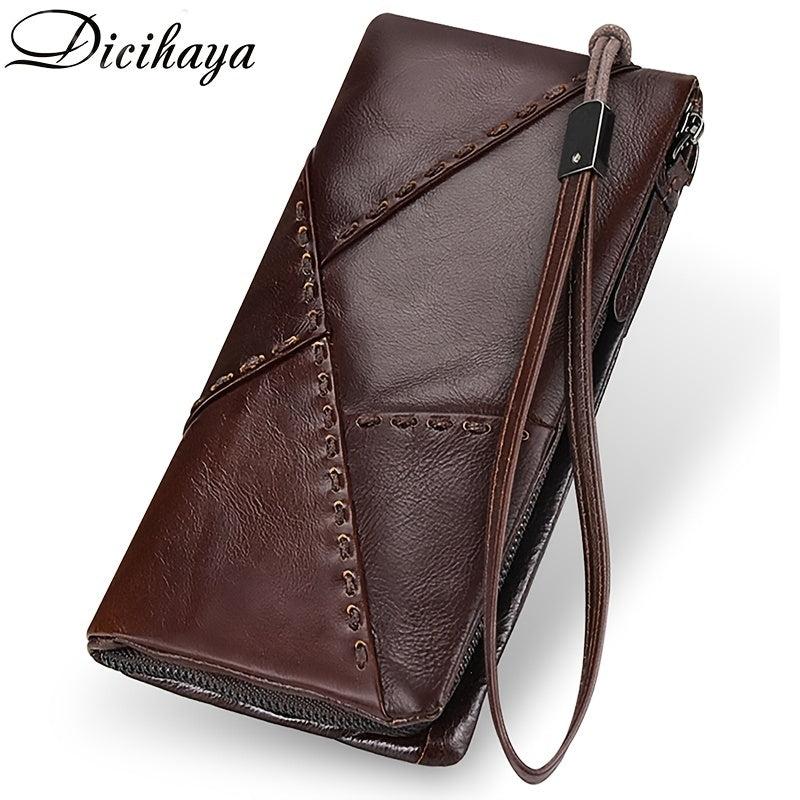 Men's Business Leather Long Zipper Wallet
