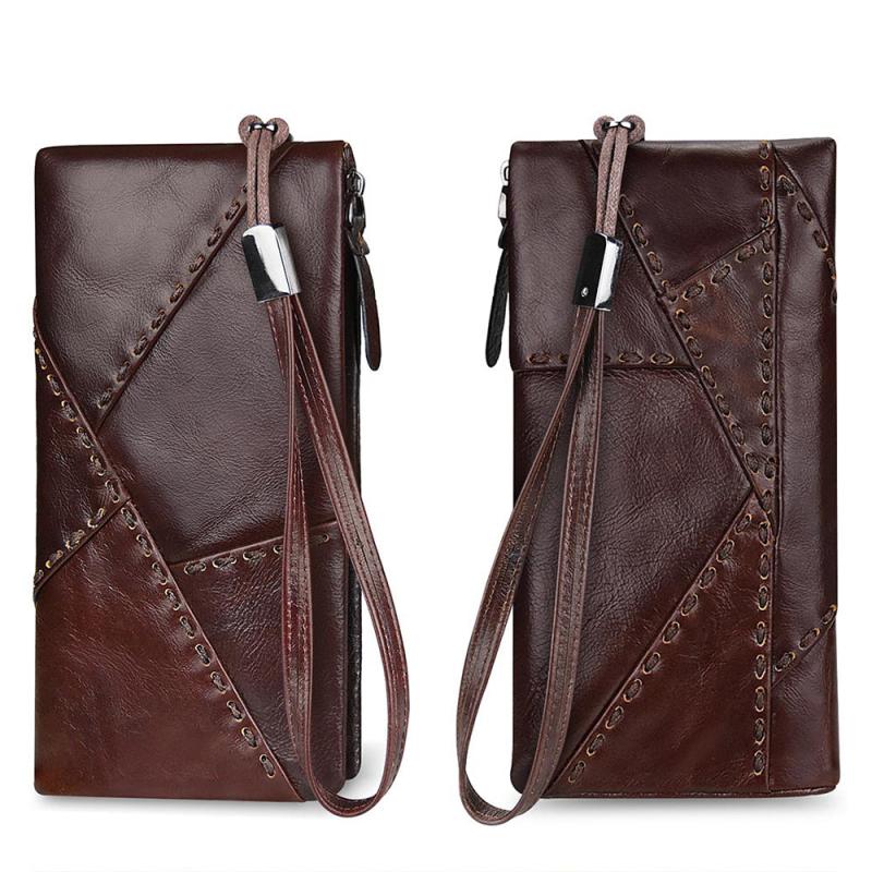 Men's Business Leather Long Zipper Wallet