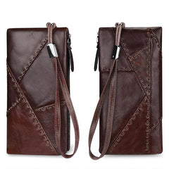 Men's Business Leather Long Zipper Wallet
