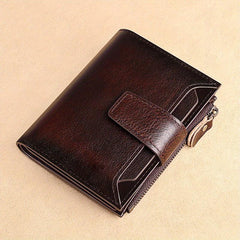 Vintage Leather Wallet for Men with Zipper