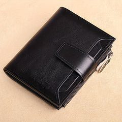 Vintage Leather Wallet for Men with Zipper
