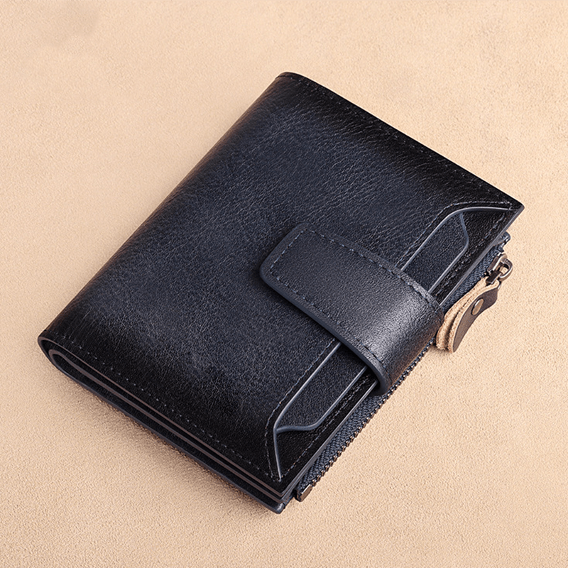 Vintage Leather Wallet for Men with Zipper