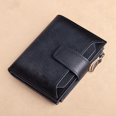 Vintage Leather Wallet for Men with Zipper