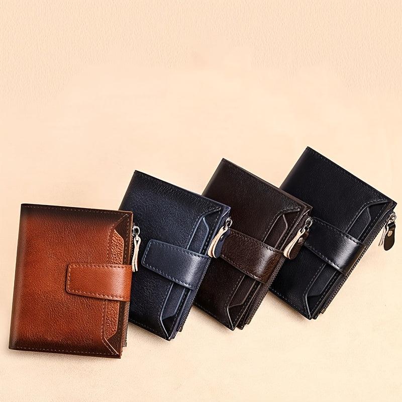 Vintage Leather Wallet for Men with Zipper