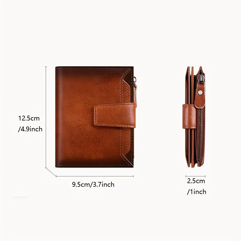 Vintage Leather Wallet for Men with Zipper