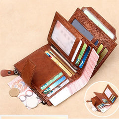 Vintage Leather Wallet for Men with Zipper