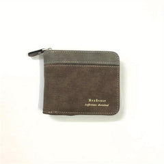 Men's Splicing Short Wallet Large Capacity Zipper Card Holder Purse