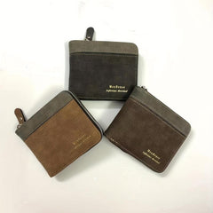 Men's Splicing Short Wallet Large Capacity Zipper Card Holder Purse