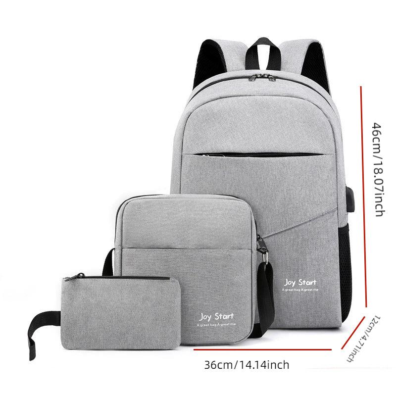 3pcs Backpack Crossbody Bag And Pen Bag Set Men's Backpack Casual School Bag