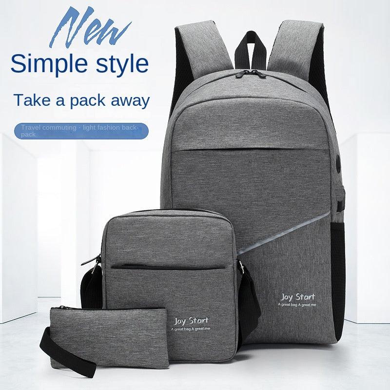3pcs Backpack Crossbody Bag And Pen Bag Set Men's Backpack Casual School Bag