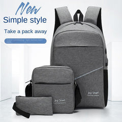 3pcs Backpack Crossbody Bag And Pen Bag Set Men's Backpack Casual School Bag