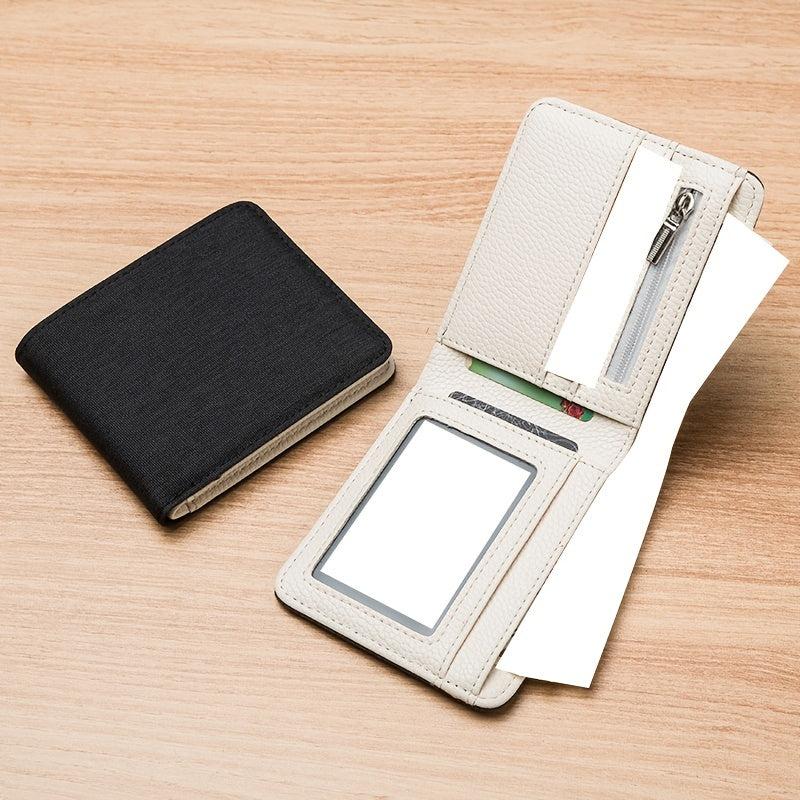 Men's Short Canvas Wallet Ultra Thin Zipper Coin Wallet