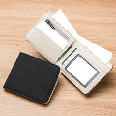 Men's Short Canvas Wallet Ultra Thin Zipper Coin Wallet