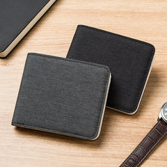 Men's Short Canvas Wallet Ultra Thin Zipper Coin Wallet
