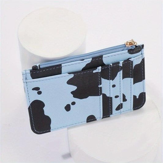 Cow Pattern Card Package Small Wallet PU Keychain Coin Purse Credit Card Bag
