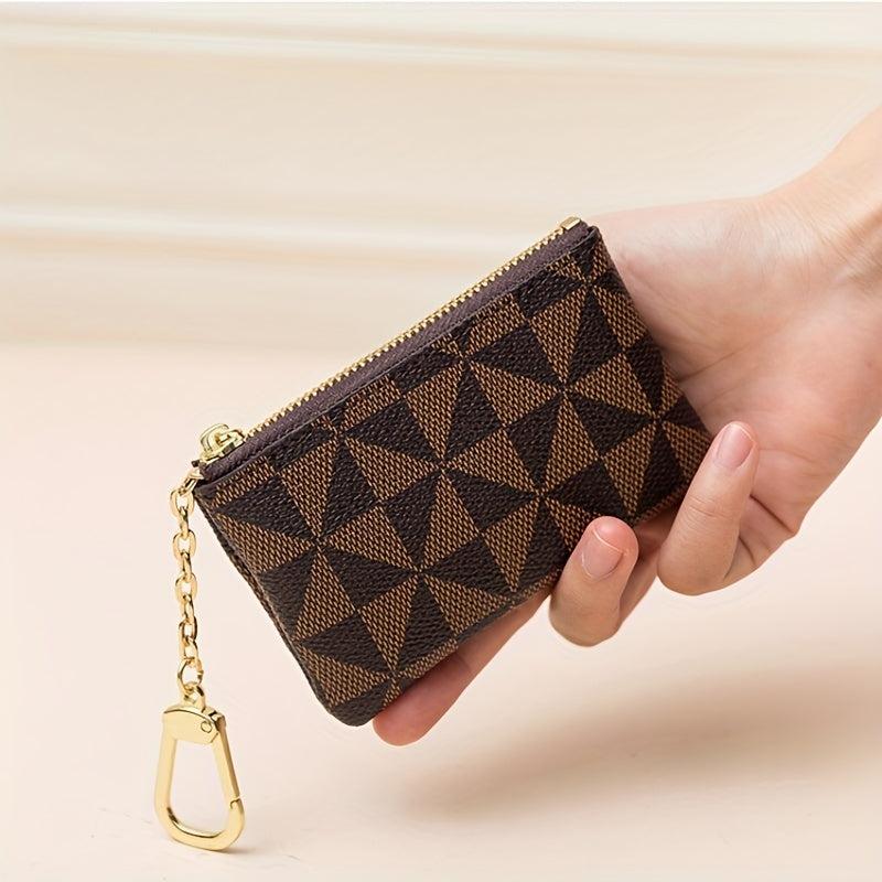 Plaid Print Mini Coin Purse Clutch Bag with Zipper