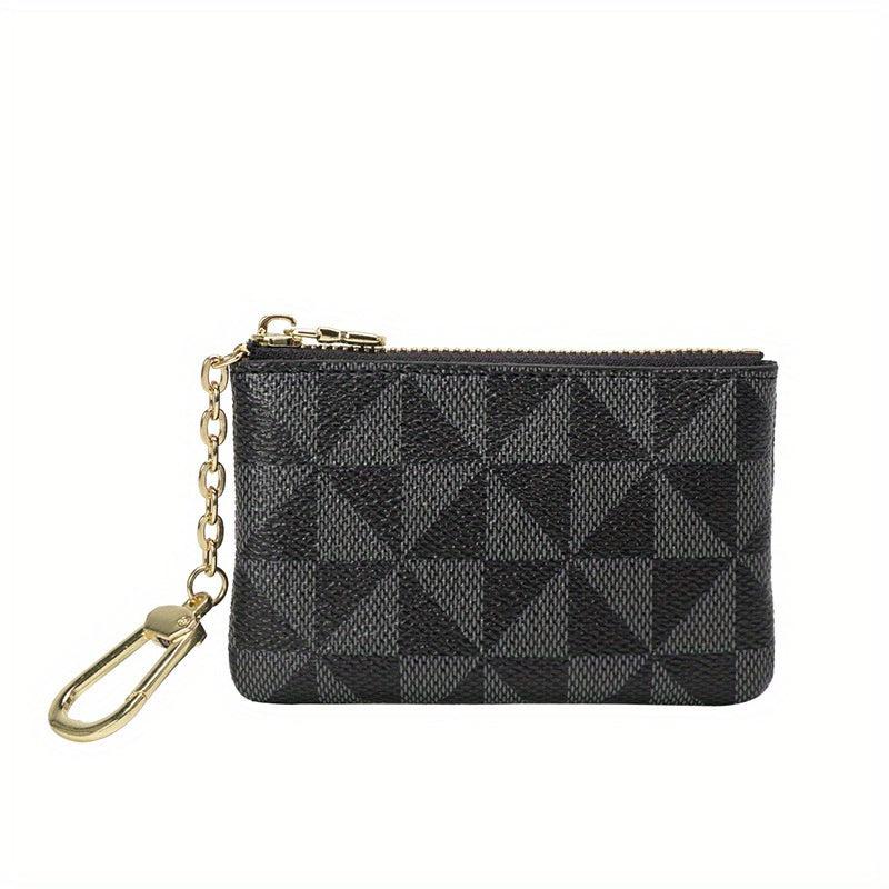 Plaid Print Mini Coin Purse Clutch Bag with Zipper