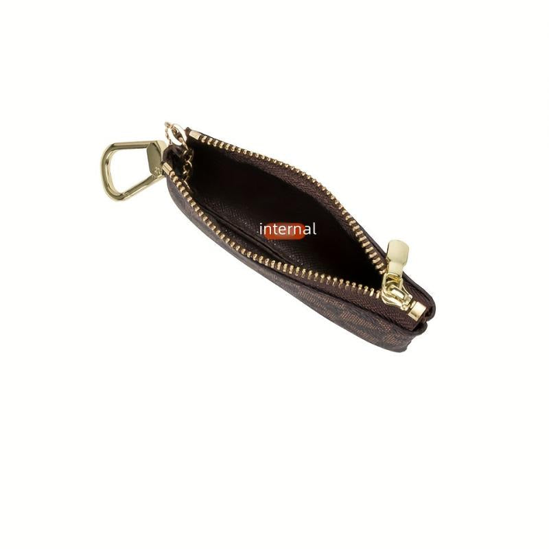 Plaid Print Mini Coin Purse Clutch Bag with Zipper